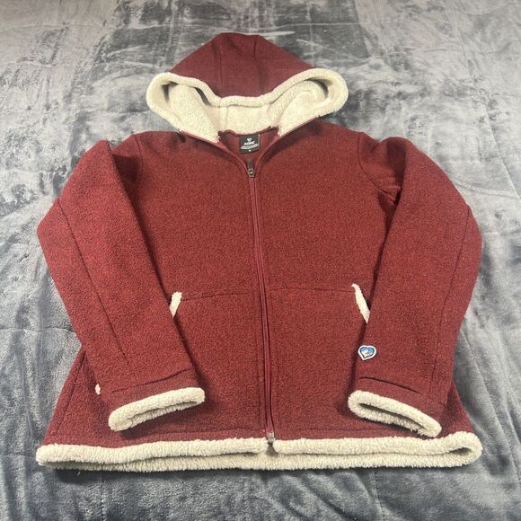 Kuhl Sweaters - Kuhl Women's Hooded Alfpaca Fleece Zip Up Burgundy Small outdoor hiking